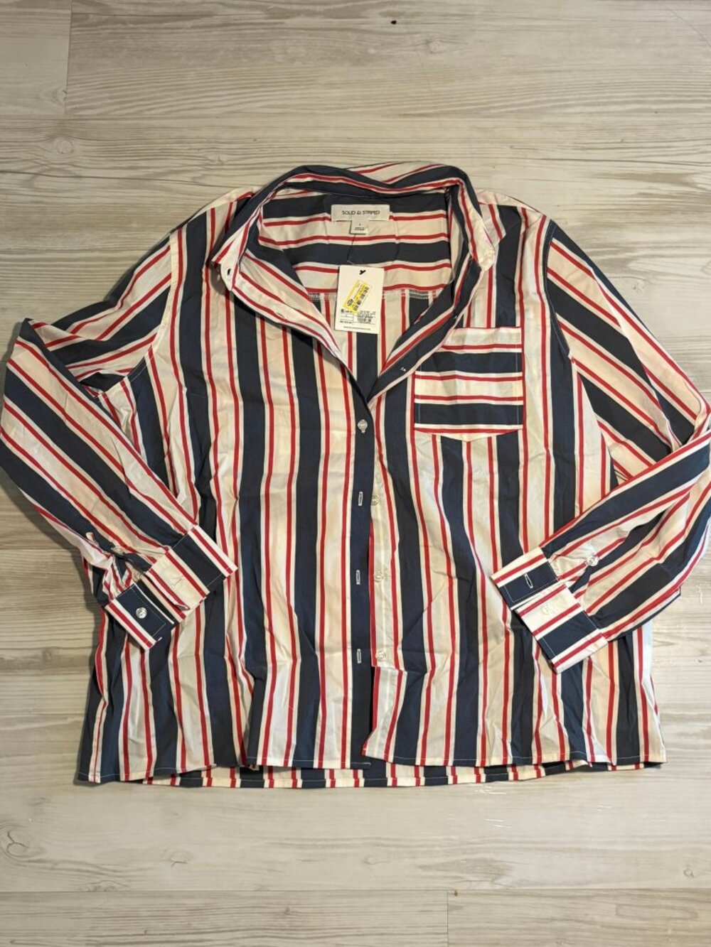 Solid & Striped Striped Button Down Shirt L NWT